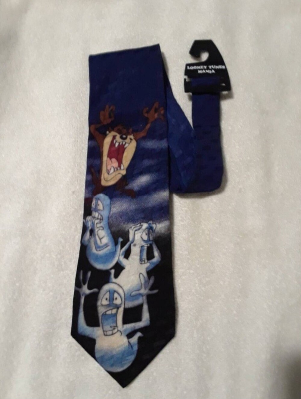 Vintage Looney tunes Halloween taz & ghosts silk handmade necktie